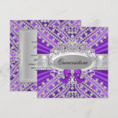 Purple Diamond & Tiara Quinceañera Invitation (Devant / Derrière)