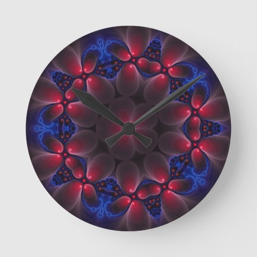 Purple Digital Fractal Art Ronde Klok (Voorkant)