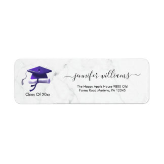 Purple Double Graduation Return Address Etiket