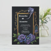 Purple Dragon and Roses Gothic Wedding Invitation (Debout devant)