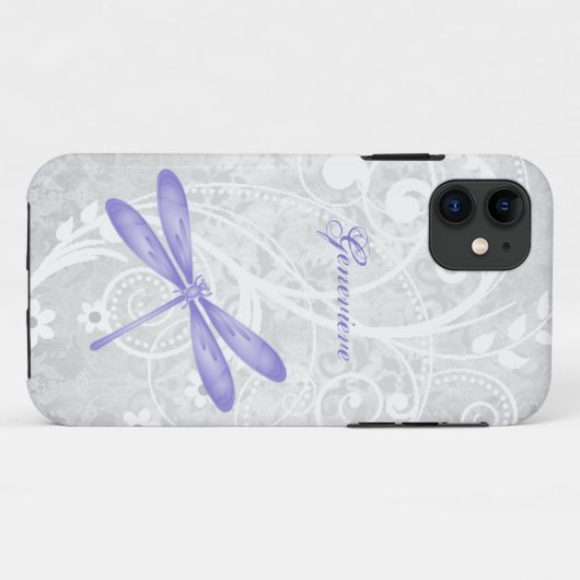 Purple Dragonfly Personnalisé iPhone 11 Coque (Dos (Horizontal))