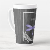 Purple Dragonfly Russe Personnalisé Latte Mug (Angle gauche)