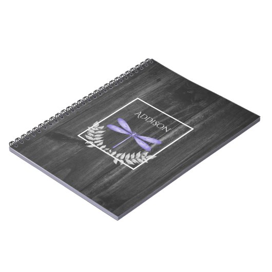 Purple Dragonfly Rustic Carnet personnalisé (Côté gauche)