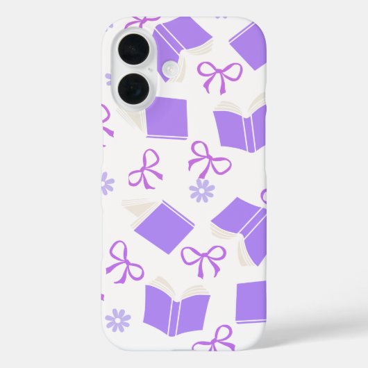 Purple Dreamy Books & Bows Pattern Case-Mate iPhone Case (Achterkant)
