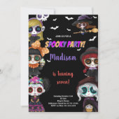 Purple Éffrayant Black Halloween Invitations Anniv (Devant)