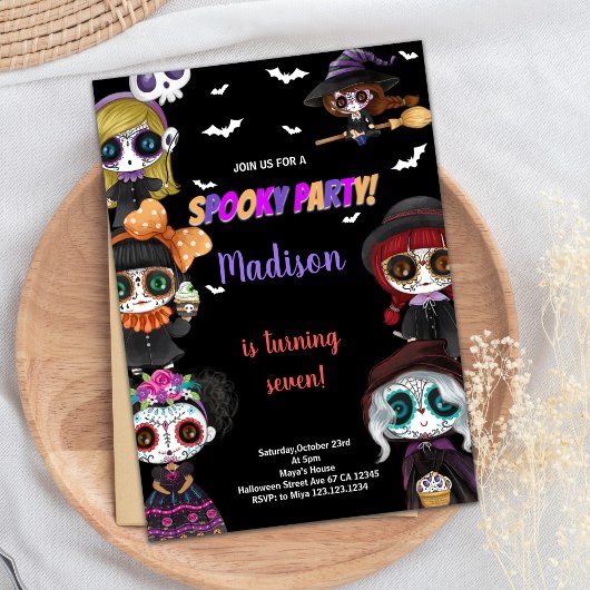 Purple Éffrayant Black Halloween Invitations Anniv
