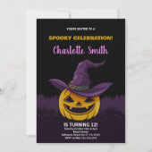Purple Éffrayant Black Halloween Invitations Anniv (Devant)