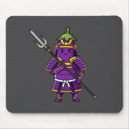 Purple Eggplant Samurai Warrior with Spear Illustr Muismat