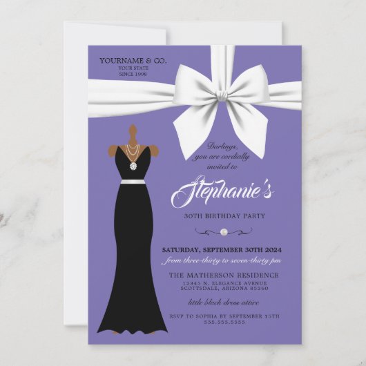Purple Elegance Mode Tiffany Invitation Anniversai (Devant)