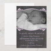 Purple Elegant Chalkboard Baby Faire-part (Devant / Derrière)