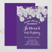 PURPLE élégant diamant, invitation anniversaire (Devant / Derrière)