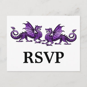 Purple Elegant Dragons Réponse Carte Postale