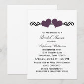 Purple Elegant Hearts Fête des mariées Invitation (Devant / Derrière)
