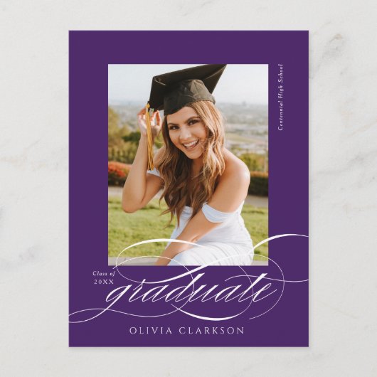 Purple Elegant Script Graduation Party Invitation (Devant)