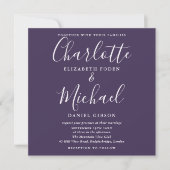 Purple Elegant Script Mariage Photo Invitation (Devant)