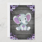 Purple Elephant Baby shower invitation rustique (Dos)
