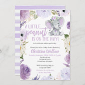 Purple Elephant Baby Shower Invitations pour une f (Devant / Derrière)