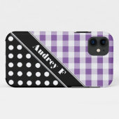 Purple En vichy Black Polka Dot iPhone 5 Coque (Dos (Horizontal))