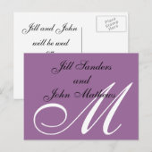 Purple Enregistrer la date Annonces Cartes postale (Devant / Derrière)