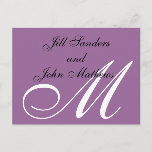 Purple Enregistrer la date Annonces Cartes postale (Devant)