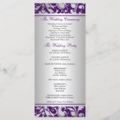 Purple et Argent Damask Swirls Wedding Programme (Dos)