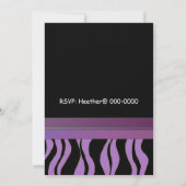 Purple et Black Zebra Imprimer Invitation d'annive (Dos)