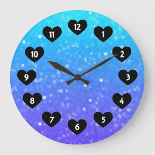 Purple Et Bleu Avec Horloge Mur Du Coeur