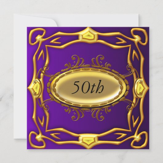 Purple et Gold 50e anniversaire Invitation (Devant)