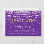 Purple et Gold Confetti Graduation Faire-part (Dos)
