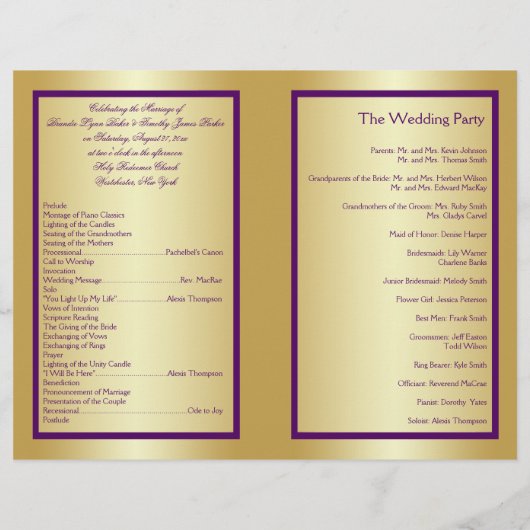 Purple et Gold ont rejoint le programme de mariage (Dos)