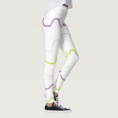 Purple et Lime Green Squiggle Leggings Abstraits (Droite)