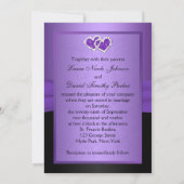 Purple et Noir Coeurs associés Invitation monogram (Dos)