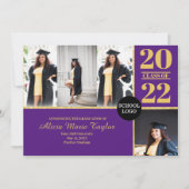 Purple et or Grad faire-part avec photos (Devant)