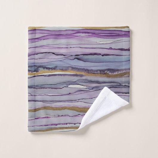 Purple et or rayé moderne (Gant de toilette)