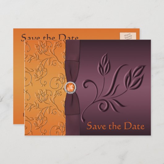 Purple et Tangerine Enregistrer la carte Date (Devant / Derrière)