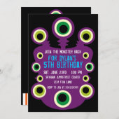Purple Eyes Monster Invitations de fête d'annivers (Devant / Derrière)