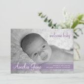 Purple Faire-part moderne bébé (Debout devant)