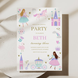 Purple Fairytale Princess Girl Invitation d'annive