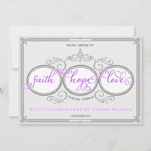 Purple Faith Hope Love Faire-part de mariage (Devant)