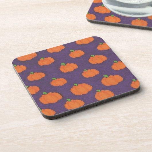 Purple Fall Pumpkin Pattern Bier Onderzetter (Linkerzijde)