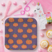 Purple Fall Pumpkin Pattern Papieren Bordje (Feest)