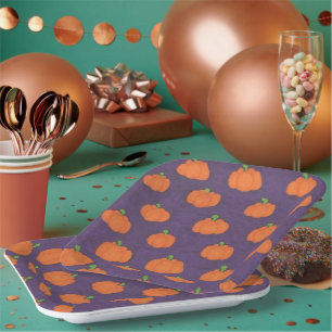 Purple Fall Pumpkin Pattern Papieren Bordje