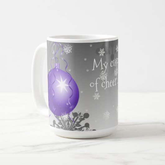 Purple Fancy de Noël Ornement café Mug (Devant gauche)