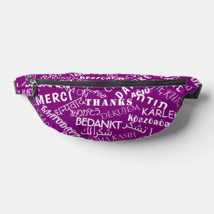 Purple Fanny Pack Merci multilingue Texte