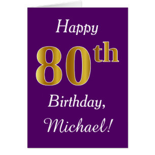 Purple, Faux Gold 80e anniversaire + Nom personnal
