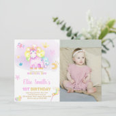 Purple First Unicorn Anniversaire Invitations avec (Debout devant)