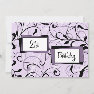 Purple Floral 21e Anniversaire Fête Cartes d'invit