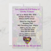 PURPLE FLORAL 80E ANNIVERSAIRE INVITATION (Dos)
