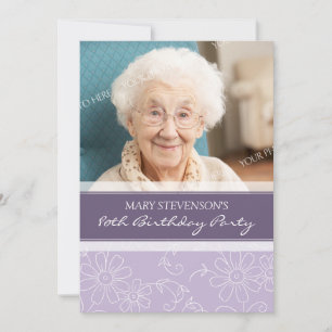 Purple Floral 80e anniversaire Invitations