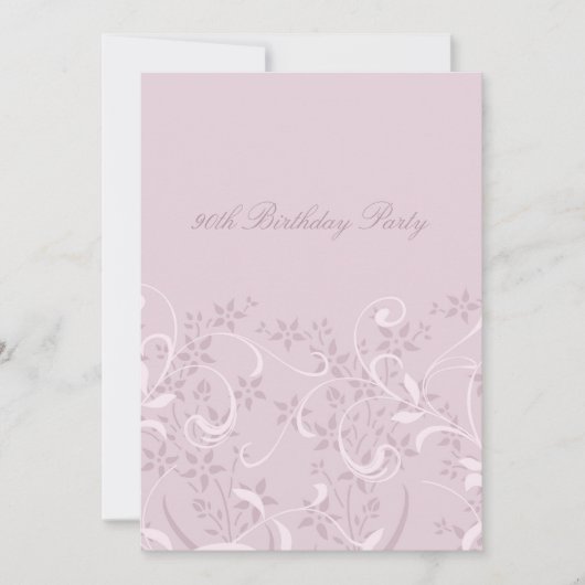 Purple Floral 90e anniversaire Invitations (Devant)